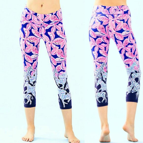 Lilly Pulitzer Luxletic Jolena Weekender Cropped Leggings Royal Purple Wild Sz S - Picture 1 of 10